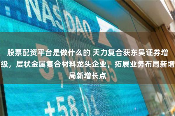 股票配资平台是做什么的 天力复合获东吴证券增持评级，层状金属复合材料龙头企业，拓展业务布局新增长点